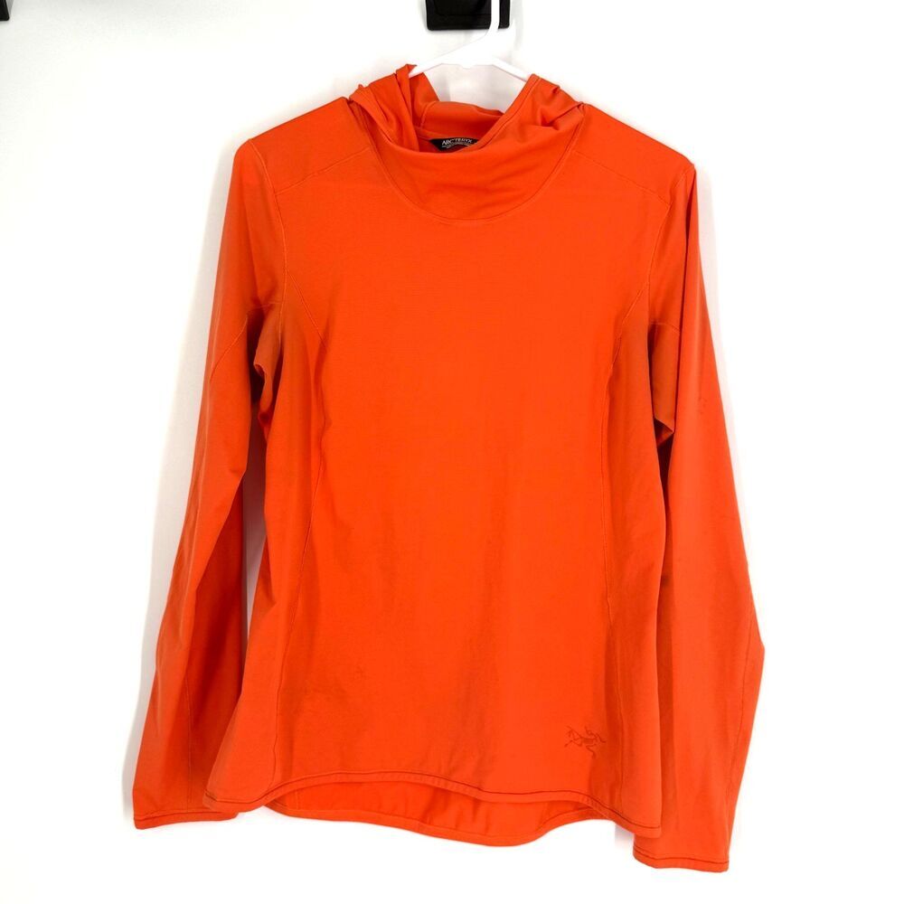 Arcteryx Phasic Sun Hoody Lightweight Performance Orange Neon Bright Women Sz M